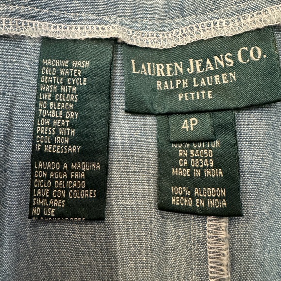 Ralph Lauren Vintage Chambray Maxi Skirt Women 4 petite Pearl Snap equestrian - Picture 3 of 12